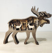 Christmas Decoration Wooden Animal Carving Handcraft Gift Wall Hanging Sculpture 3D Bear Deer Elk Art Decor New Year Ornaments