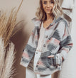 Autumn and winter vintage printed woolen coat women's long-sleeved jacket