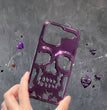Luxury Plating 3D Skull Phone Case For I-Phone 14 Pro Max 13 12 11 Plus Breathable Glossy Hollow Out Gold Metallic Paint