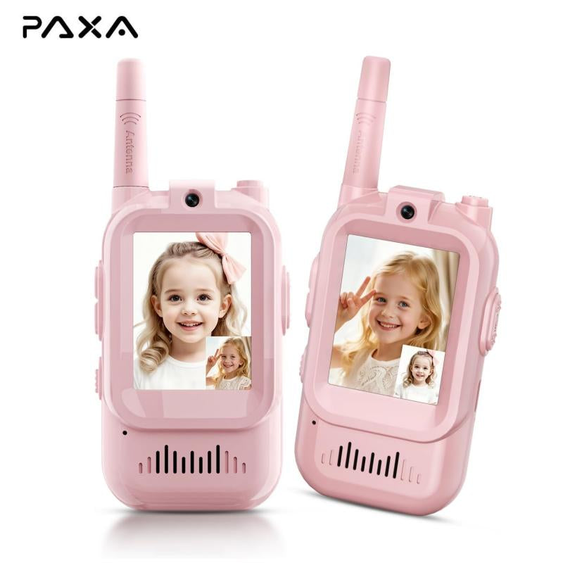 PAXA Video Walkie Talkies for Kids, Handheld 2 Pack Rechargeable Video Intercom Kids Walkies Talkies, Indoor Outdoor Toys for Family Games, Outside, Camping, Hiking for Boys Girls Ages 3-12, Christmas Gift, Birthday Gift, New Year Gift