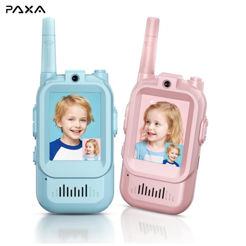 PAXA Video Walkie Talkies for Kids, Handheld 2 Pack Rechargeable Video Intercom Kids Walkies Talkies, Indoor Outdoor Toys for Family Games, Outside, Camping, Hiking for Boys Girls Ages 3-12, Christmas Gift, Birthday Gift, New Year Gift