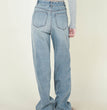 High Waist Loose Retro Brushed White Neutral Daddy Denim Trousers For Women