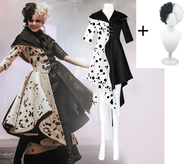 Halloween Costume Cosplay Evil Queen Black White Dress Jacket