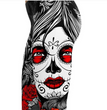 Large size skull print tattoo tight pants Halloween pants