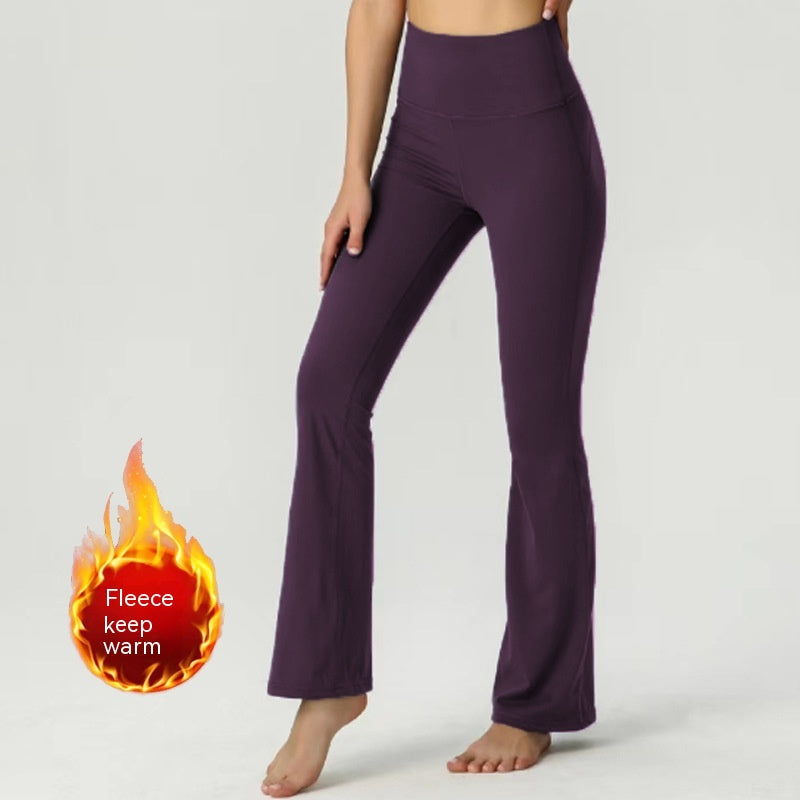 Fleece-lined Yoga Bootleg Pants High Waist Hip Lift Outdoor