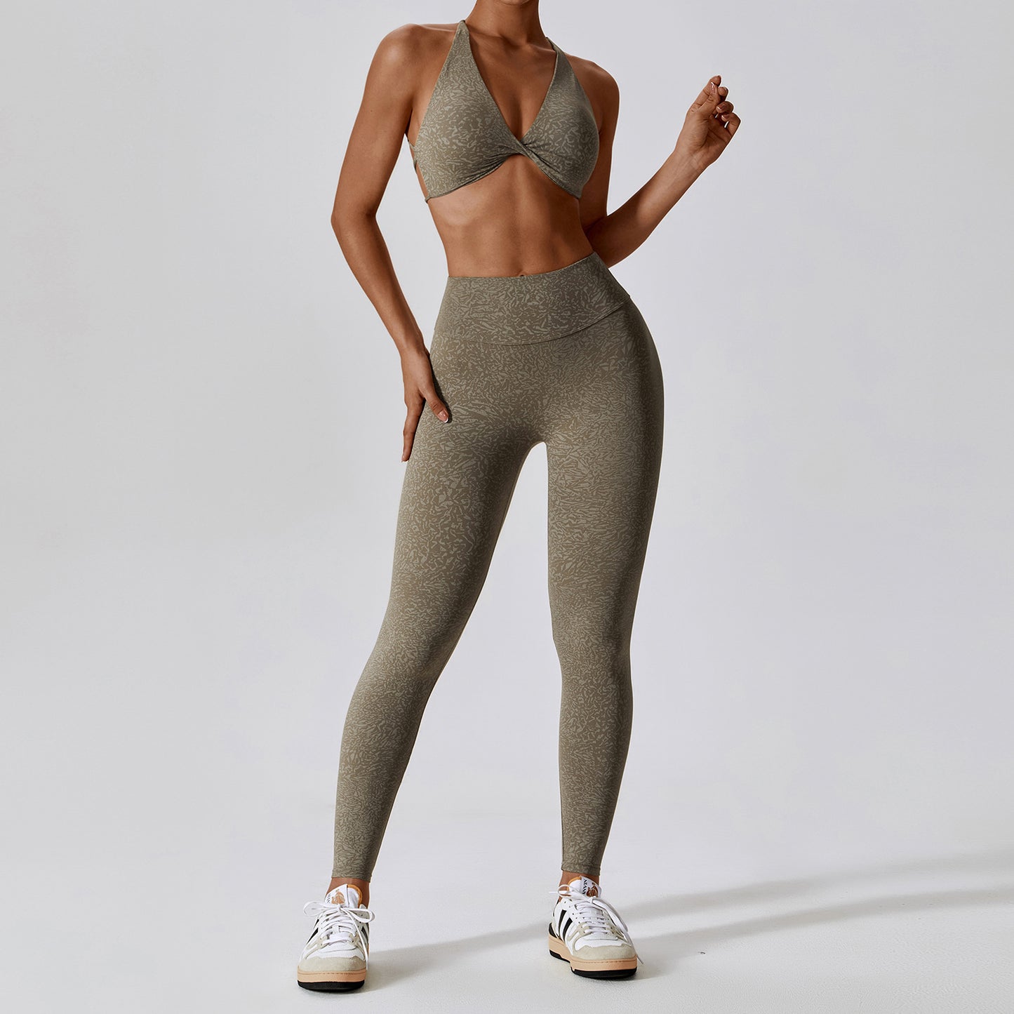Printed Nude Feel Yoga Suit Floral Quick-drying Running Sports Workout Clothes