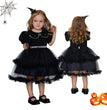 Girls' Fashion Halloween Mesh Stitching Puff Sleeve Dress