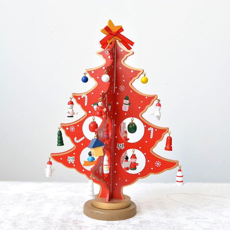 Combination Three-dimensional Pendant Villain Wooden Christmas Tree Ornament