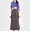 Retro Loose Pockets Workwear Skirt