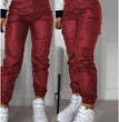 Zipper Pleated PU Casual Patch Pocket Skinny Pencil Trousers