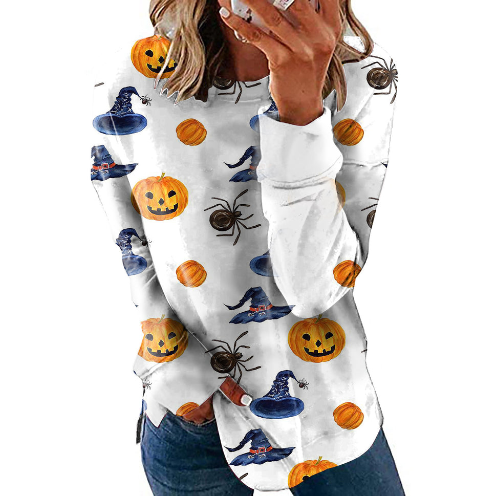 Halloween Sweatshirt Long Sleeve Round Neck Top
