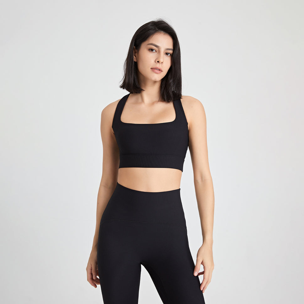 Back U Collar Shockproof Sports Underwear Naked Women Sense Vest Push-up Yoga Clothes Bra