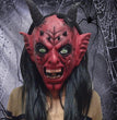 Halloween Scary Latex Devil Head Face Mask Long Hair Party Cosplay Costume Props
