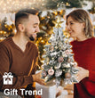 2ft Mini Christmas Tree With Light Artificial Small Tabletop Christmas Decoration With Flocked Snow, Exquisite Decor & Xmas Ornaments For Table Top For Home & Office