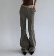 Loose Leisure Workwear Pocket Slimming Low Waist Straight-leg Pants Women