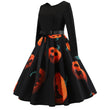 Halloween Digital Printed Patchwork Long Sleeves Swing Skirt