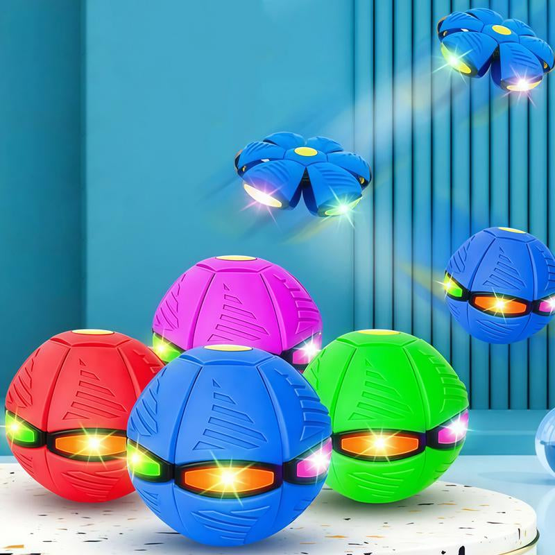 Magic Flying Meta Ball Shape Shifting Bouncy Toy for Kids Outdoor Family Fun with Kinetic Lighting and Strong Elasticity in Green Pink Blue Red