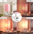 Touch Control Table Lamp with 2 USB Charging Ports, 3 Way Touch Lamps beside Desk, Nightstand Lamp for Bedrooms Living Room, Pink Shade with White Base, LED Bulb Included(Pink)