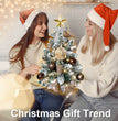 2ft Mini Christmas Tree With Light Woodland Artificial Small Tabletop Christmas Decoration With Flocked Snow, Exquisite Decor & Xmas Ornaments For Table Top For Home & Office