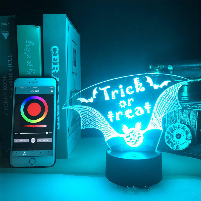 Halloween Bat 3d Night Light Smart Alarm Clock Bluetooth Speaker