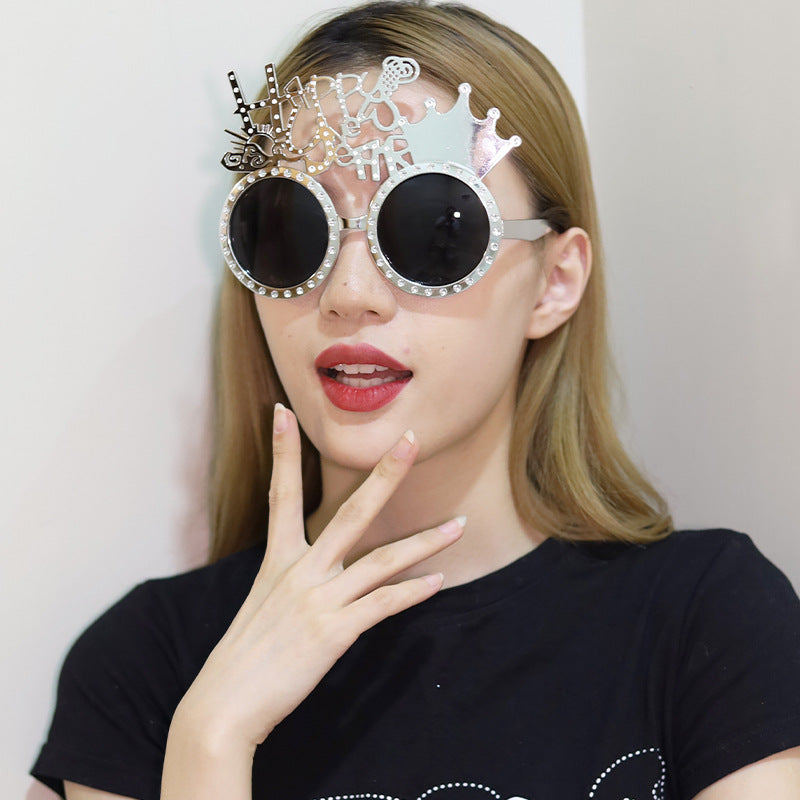 Creative 2024 Happy New Year Party Glasses Supplies Photo Props Holiday Dance Dress Up Funny Glasses
