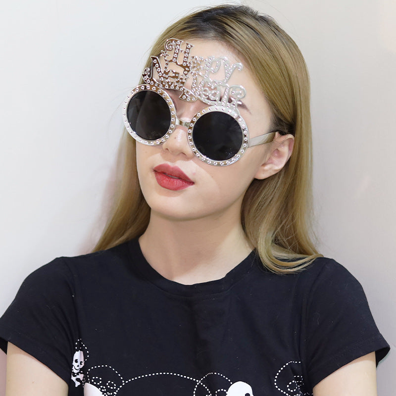 Creative 2024 Happy New Year Party Glasses Supplies Photo Props Holiday Dance Dress Up Funny Glasses