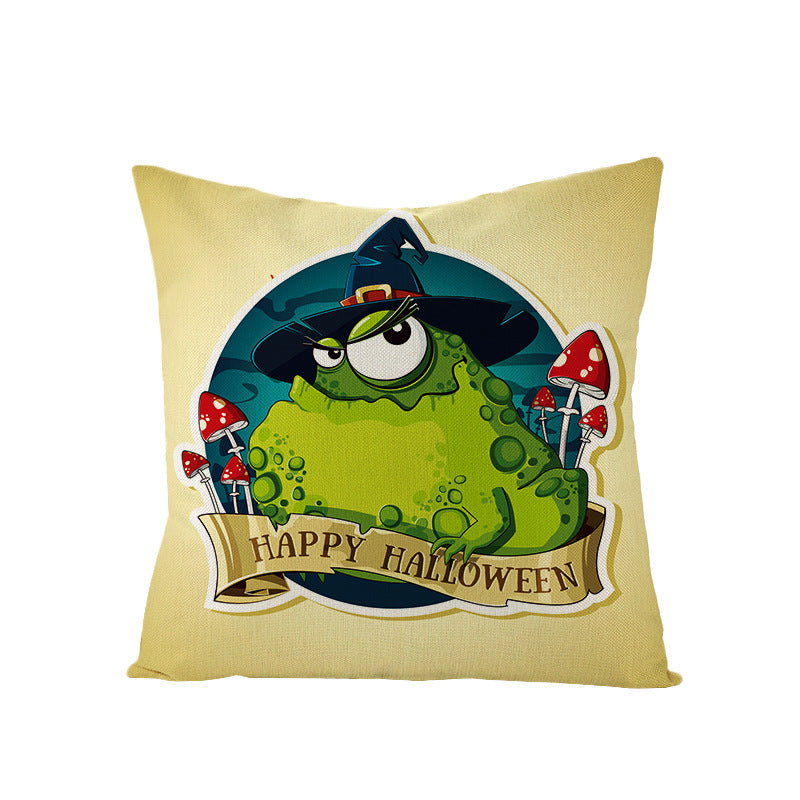 Home Halloween Pumpkin Linen Pillow Cover