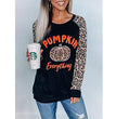 Halloween Funny Women's Print Round Neck Long Sleeve T-Shirt Top
