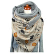 Female Plush Skull Print Long Halloween Button Bib
