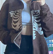 European And American Halloween Skull Print Pullover Hooded Zip Cardigan