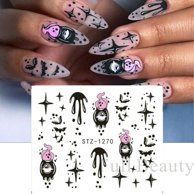 Halloween Pumpkin Nail Sticker Watermark Sticker