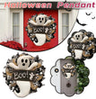 Halloween Wreath BOO Farmhouse-Ghost Wreath Outdoor Front Door Indoor Wall Decor Honeycomb Ghost Smiley Balloon For Halloween