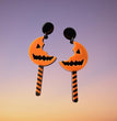 Halloween Pumpkin Bat Earrings Acrylic Cut Sense Carnival Ghost Festival Party Dress Up