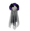 Halloween Headband Rose Flower Black Veil Witch