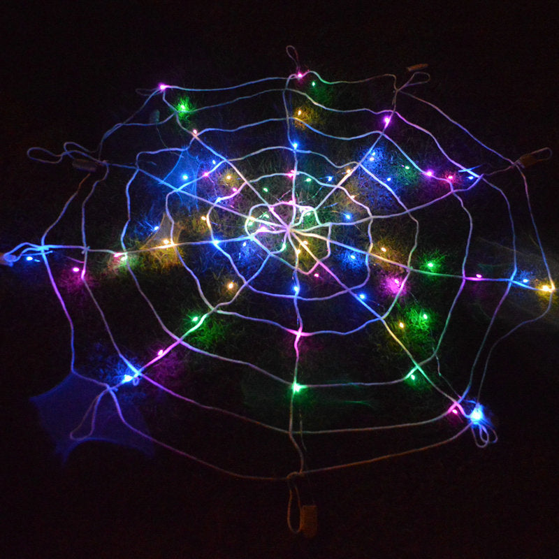 Halloween Ghost Festival Colorful LED Glowing Spider Web