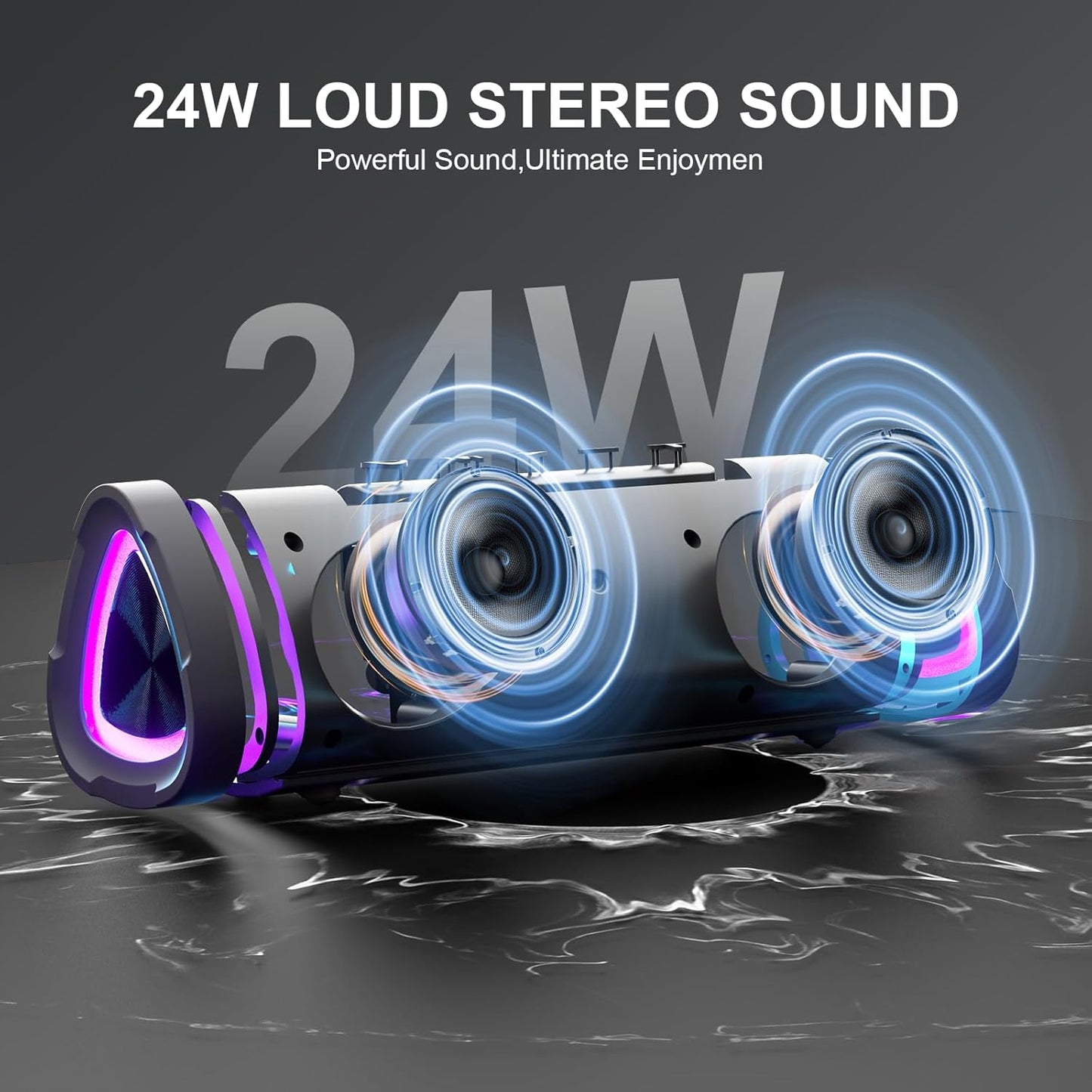 Vanzon V40 Bluetooth Speakers, Portable Wireless Speaker V5.0 with 24W Loud Stereo Sound, 24H Playtime, TWS & IPX7 Waterproof, Suitable for Travel, Home and Outdoors