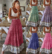 Women's Clothing Printed Skirt Casual High Waist Long Skirt