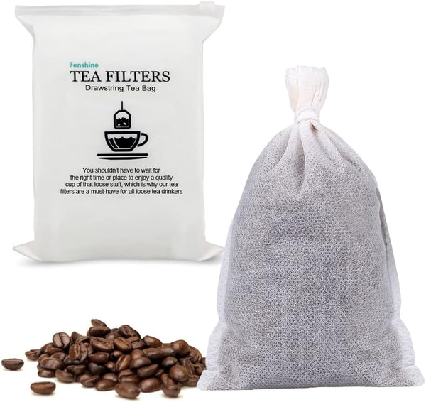 Disposable Drawstring Tea Filter Bags, 100 Pack