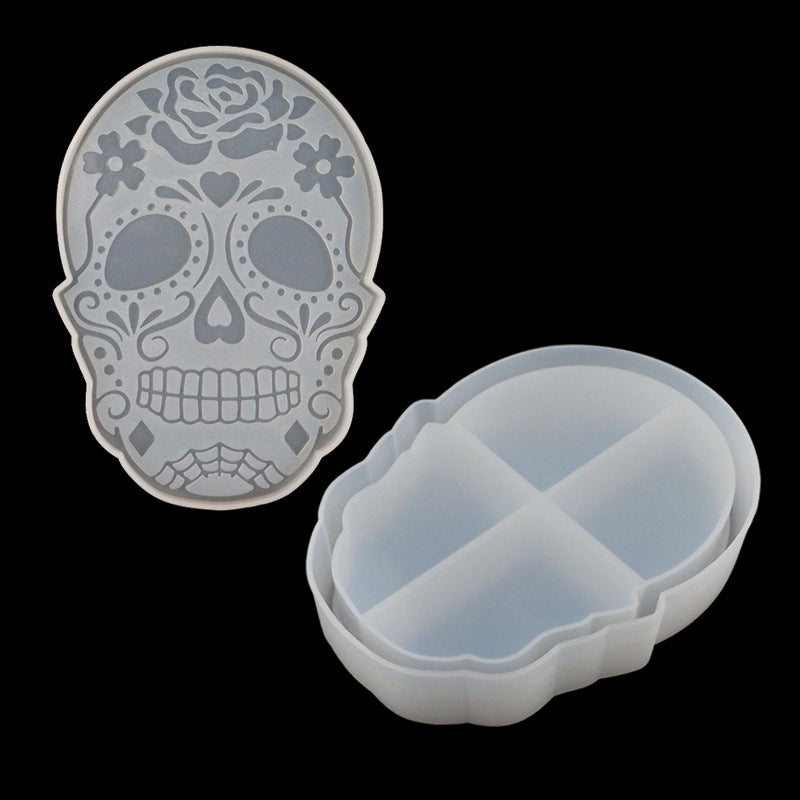 Diy Crystal Drop Glue Mold Halloween Skull Storage Box