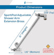 11" Solid Brass Shower Head Extension Arm - Flexible Height & Angle Adjustable Shower Arm Extension for Rain Showerheads with Sturdy Lock - Universal Pipe Connection (Luxury Polished Chrome)