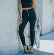 European And American Ladies Jeans Solid Color Stretch