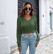 Short twist V-neck sweater