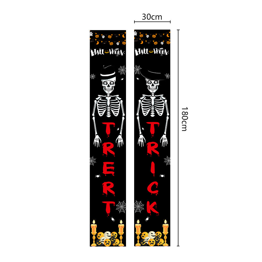 Halloween Couplet Undead Horror Skull Party Decoration Porch Flag