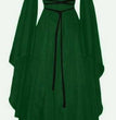 Halloween Long Sleeve Round Collar Belt Irregular Ladies Dress Halloween Witch Costume