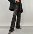 New All-match Lace High Waist Long Stitching Straight-leg Pants