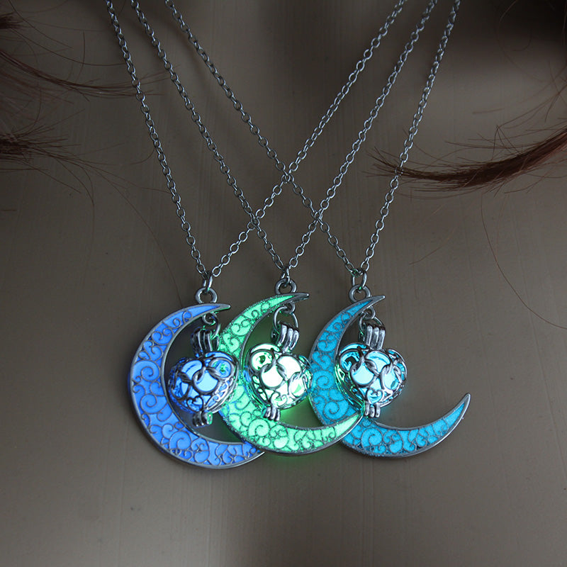 Halloween multi-colored moon love necklace