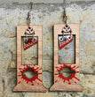 Scary Halloween Creative Guillotine Bloodstained Wood Earrings