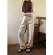 Refreshing Retro Small Floral Casual Loose Fitting Straight Tube Light Colored High Waisted Jeans For Women