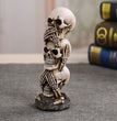 Hear-no See-no Speak-no Evil Skull Statue SculptureFigure Skeleton Stacked Skulls For Halloween Decoration Skull Collection