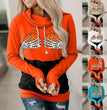 New Ladies Halloween Colorblock Pumpkin Hand Sweatshirt